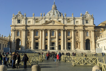 Naklejka premium sight of the front of the basilica of Saint Peter of the Vatican in Rome, Italy.