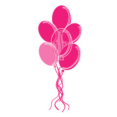 Pink balloons on white background