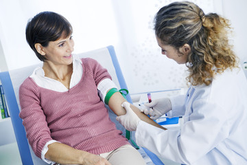 Blood specimen in a woman