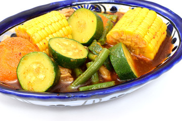 白背景のメキシコ料理のモーレ・デ・オジャ　Mexican food Mole de Olla on white background