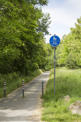 start of a cycle and hiking path