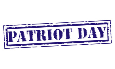 PATRIOT DAY blue Stamp Text on white backgroud