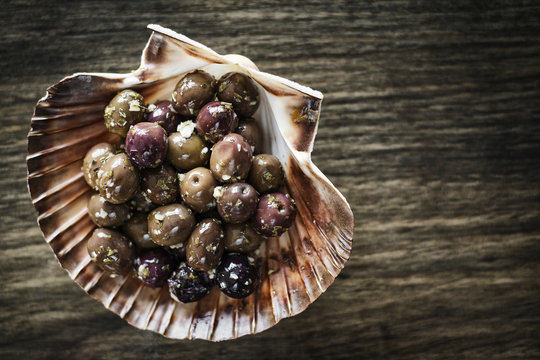 gourmet garlic marinated fresh olives tapas snack starter