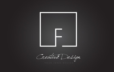F Square Frame Letter Logo Design with Black and White Colors.