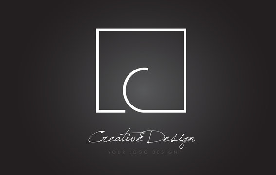 C Square Frame Letter Logo Design with Black and White Colors.