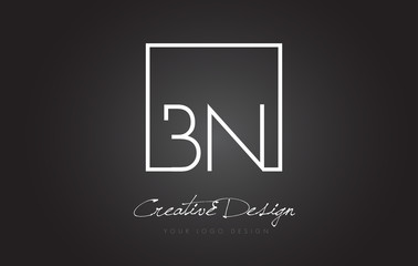BN Square Frame Letter Logo Design with Black and White Colors.