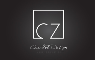 CZ Square Frame Letter Logo Design with Black and White Colors.