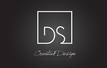 DS Square Frame Letter Logo Design with Black and White Colors.