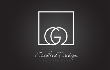 GO Square Frame Letter Logo Design with Black and White Colors.