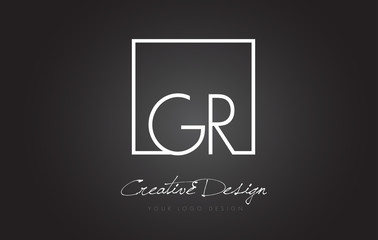 GR Square Frame Letter Logo Design with Black and White Colors.