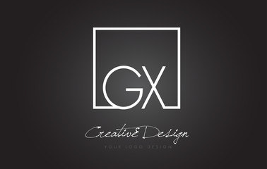 GX Square Frame Letter Logo Design with Black and White Colors.