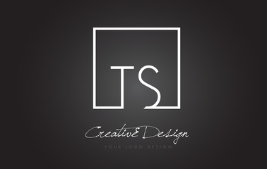 TS Square Frame Letter Logo Design with Black and White Colors. - obrazy, fototapety, plakaty