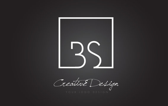 BS Square Frame Letter Logo Design with Black and White Colors.
