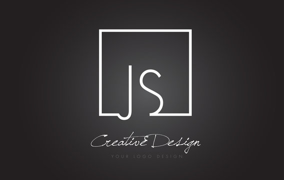 JS Square Frame Letter Logo Design with Black and White Colors.
