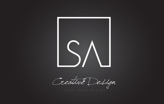 SA Square Frame Letter Logo Design with Black and White Colors.