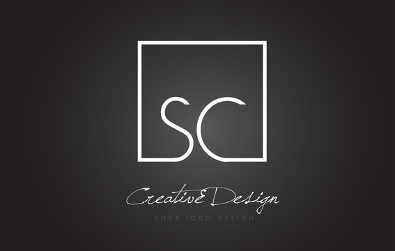 SC Square Frame Letter Logo Design with Black and White Colors.