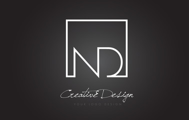 ND Square Frame Letter Logo Design with Black and White Colors.