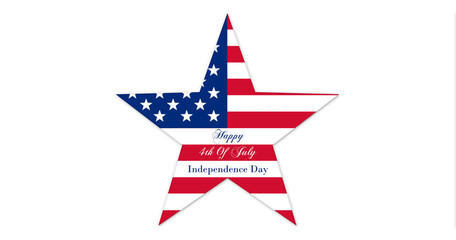 Happy 4th of July.  Independence Day, Star With United States of America Flag Isolated On White Background illustration