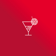 geometry diamond design element in cocktail  shape for concept bar logo, icon, symbol. line style vector illustration of brilliant drink
