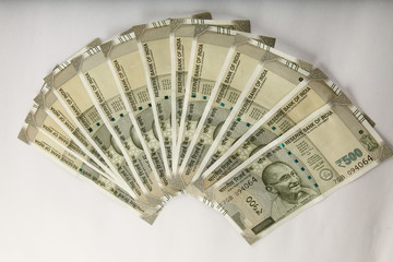 Indian 500 rupees currency notes background.