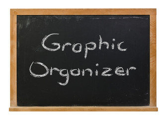 Graphic organizer written in white chalk on a black chalkboard isolated on white