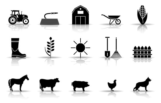 Bauernhof Iconset - Schwarz (Schatten)
