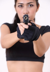 woman and gun