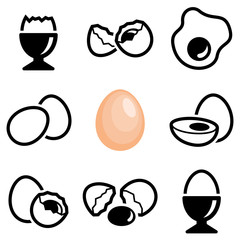 Egg icon collection - vector outline