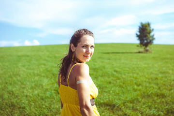 girl on a green meadow