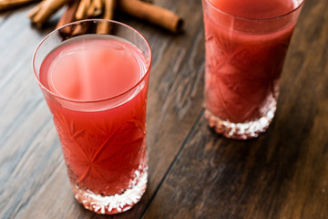 Kizilcik serbeti / Cranberry Sherbet with cinnamon sticks.