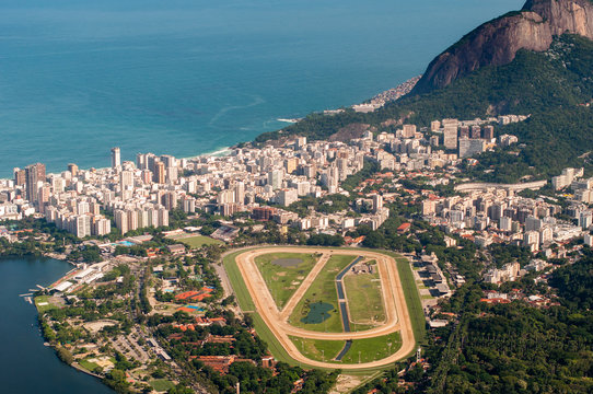 View of Jockey Club and Leblon Neighborhood From Corcovado Mountain in Rio de Janeiro, Brazil