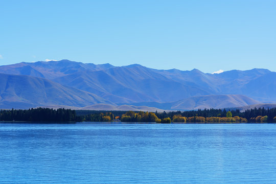 Beautiful scenery of Lake Pukaki , Mackenzie District, Canterbury region, South Island of New Zealand