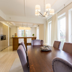 Dining table in light interior