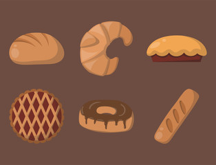 Cookie cakes isolated tasty snack delicious chocolate homemade pastry biscuit vector illustration