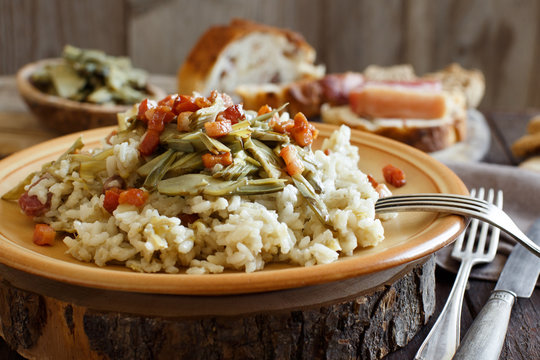 Risotto with artichokes and bacon