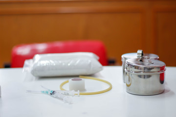 Equipment for the patient's blood in laboratory