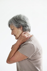 Obraz premium Cervicalgia in an elderly person