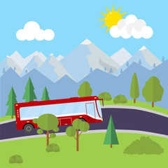 Tourist bus in the mountains