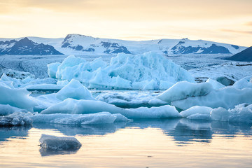 Fototapeta na wymiar view of icebergs in glacier lagoon, Iceland, global warming concept