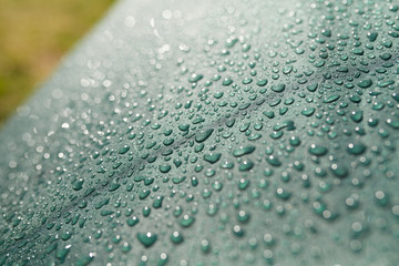 Drops of water on the tent after the rain