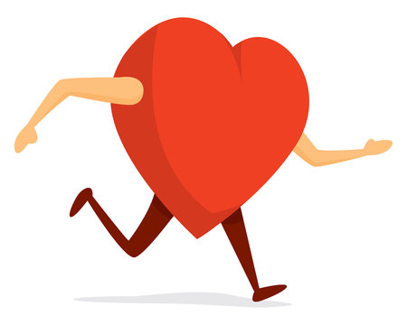 Heart in love running or excercising