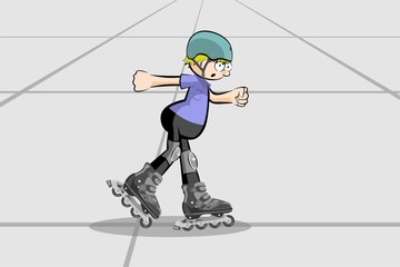 Cool Rollerblader boy in the skate rink