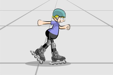 Obraz premium Cool Rollerblader boy in the skate rink