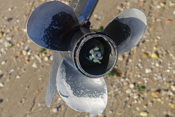 propeller of a motor boat close-up