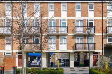 Obraz premium Facade of council housing flats in East London