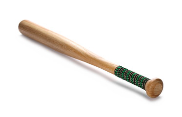 Wooden baseball bat isolated on white background