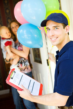 Delivery: Deliveryman with Balloon Bouquet