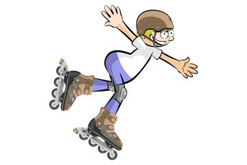 Rollerblader boy isolated on white