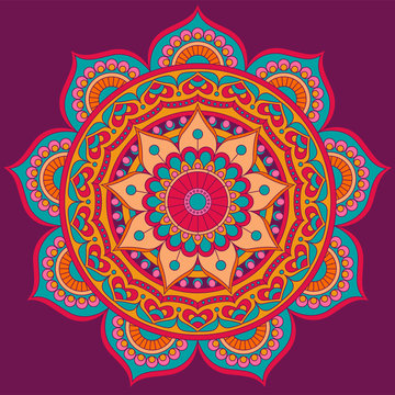 Mandala, Square Background Design, Lace Ornament In Oriental Style.