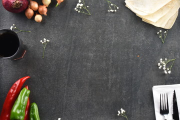 Fototapeta na wymiar vegetables on stone wood background for food